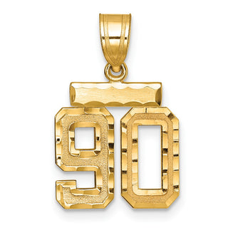 14k Yellow Gold Small Diamond-Cut Number 90 Charm
