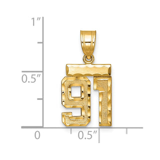 14k Yellow Gold Small Diamond-Cut Number 91 Charm