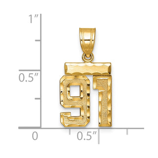 14k Yellow Gold Small Diamond-Cut Number 91 Charm