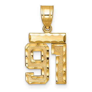 14k Yellow Gold Small Diamond-Cut Number 91 Charm
