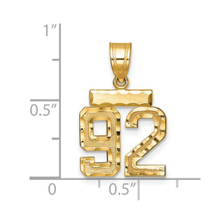 14k Yellow Gold Small Diamond-Cut Number 92 Charm