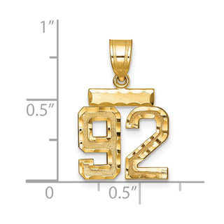 14k Yellow Gold Small Diamond-Cut Number 92 Charm