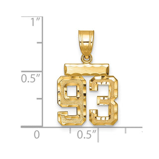 14k Yellow Gold Small Diamond-Cut Number 93 Charm