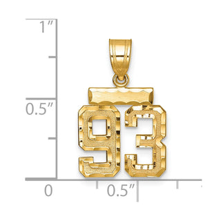 14k Yellow Gold Small Diamond-Cut Number 93 Charm
