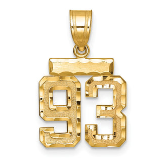 14k Yellow Gold Small Diamond-Cut Number 93 Charm