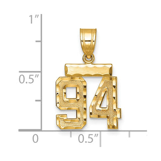 14k Yellow Gold Small Diamond-Cut Number 94 Charm