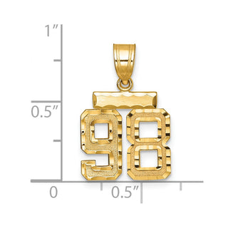 14k Yellow Gold Small Diamond-Cut Number 98 Charm