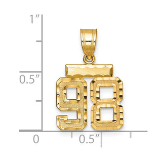14k Yellow Gold Small Diamond-Cut Number 98 Charm