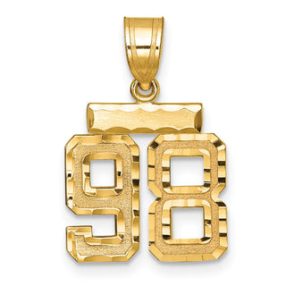 14k Yellow Gold Small Diamond-Cut Number 98 Charm