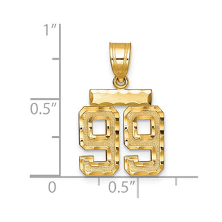 14k Yellow Gold Small Diamond-Cut Number 99 Charm