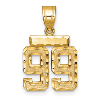 14k Yellow Gold Small Diamond-Cut Number 99 Charm