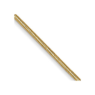 24" 14K Yellow Gold 24 inch .8mm Round Snake with Lobster Clasp Chain