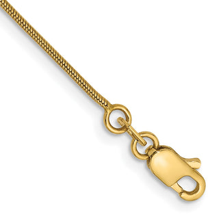 7" 14k Yellow Gold .9mm Round Snake Chain Bracelet