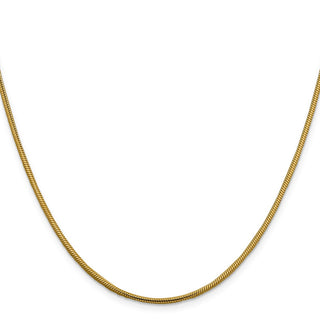 18" 14k Yellow Gold 1.85mm Round Snake Chain Necklace