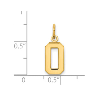 14k Yellow Gold Casted Small Polished Number 0 Charm