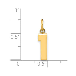 14k Yellow Gold Casted Small Polished Number 1 Charm