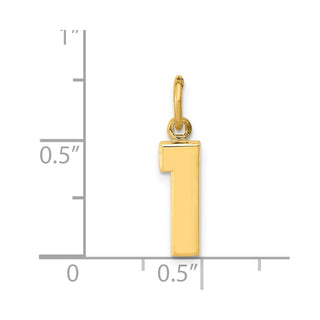 14k Yellow Gold Casted Small Polished Number 1 Charm