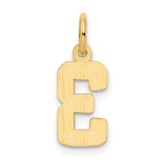 14k Yellow Gold Casted Small Polished Number 3 Charm