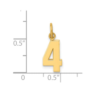 14k Yellow Gold Casted Small Polished Number 4 Charm