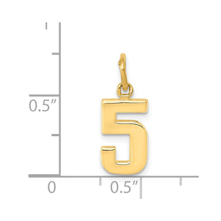 14k Yellow Gold Casted Small Polished Number 5 Charm