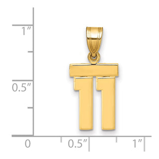 14k Yellow Gold Small Polished Number 11 Charm SP11