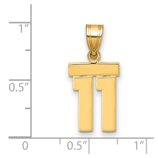 14k Yellow Gold Small Polished Number 11 Charm SP11