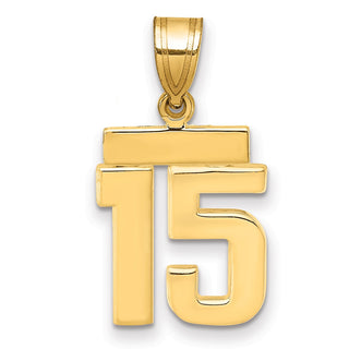 14k Yellow Gold Small Polished Number 15 Charm SP15