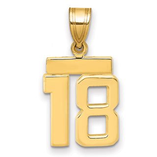 14k Yellow Gold Small Polished Number 18 Charm SP18
