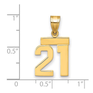 10K Yellow Gold Small Polished Number 21 Charm