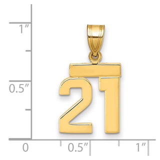14k Yellow Gold Small Polished Number 21 Charm SP21