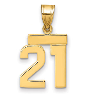 10K Yellow Gold Small Polished Number 21 Charm
