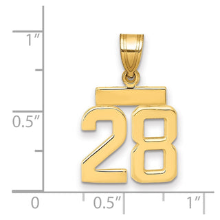 14k Yellow Gold Small Polished Number 28 Charm SP28