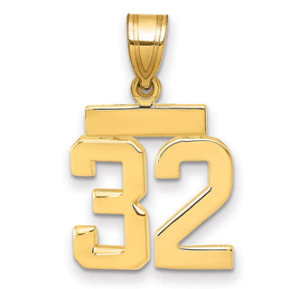 14k Yellow Gold Small Polished Number 32 Charm SP32