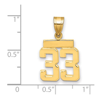 14k Yellow Gold Small Polished Number 33 Pendant SP33