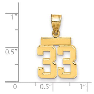 10K Yellow Gold Casted Small Polished Number 33 Charm