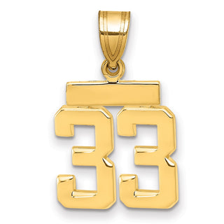 14k Yellow Gold Small Polished Number 33 Pendant SP33