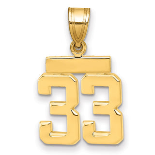 10K Yellow Gold Casted Small Polished Number 33 Charm