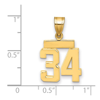 14k Yellow Gold Small Polished Number 34 Charm SP34