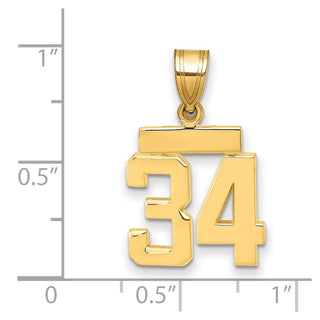 14k Yellow Gold Small Polished Number 34 Charm SP34