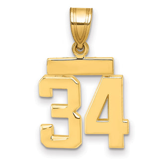 14k Yellow Gold Small Polished Number 34 Charm SP34