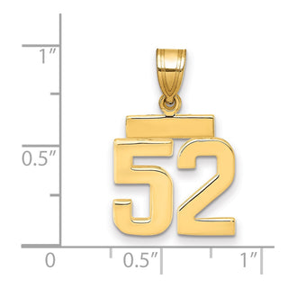 14k Yellow Gold Small Polished Number 52 Charm SP52