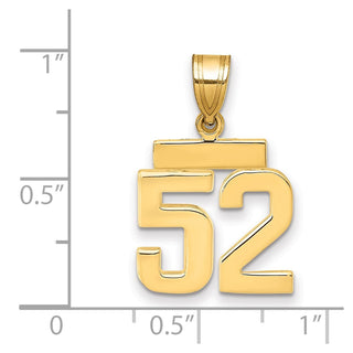 14k Yellow Gold Small Polished Number 52 Charm SP52