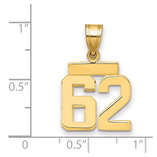 14k Yellow Gold Small Polished Number 62 Charm SP62