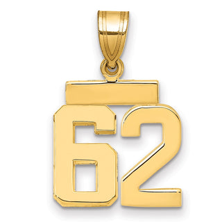 14k Yellow Gold Small Polished Number 62 Charm SP62