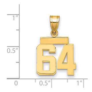 14k Yellow Gold Small Polished Number 64 Charm SP64