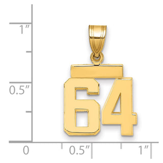 14k Yellow Gold Small Polished Number 64 Charm SP64