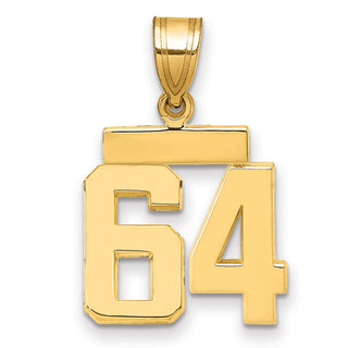 14k Yellow Gold Small Polished Number 64 Charm SP64