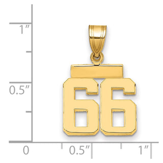 14k Yellow Gold Small Polished Number 66 Charm SP66