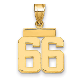 14k Yellow Gold Small Polished Number 66 Charm SP66