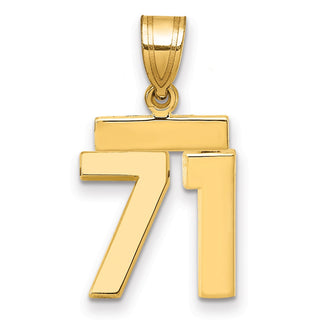 14k Yellow Gold Small Polished Number 71 Charm SP71